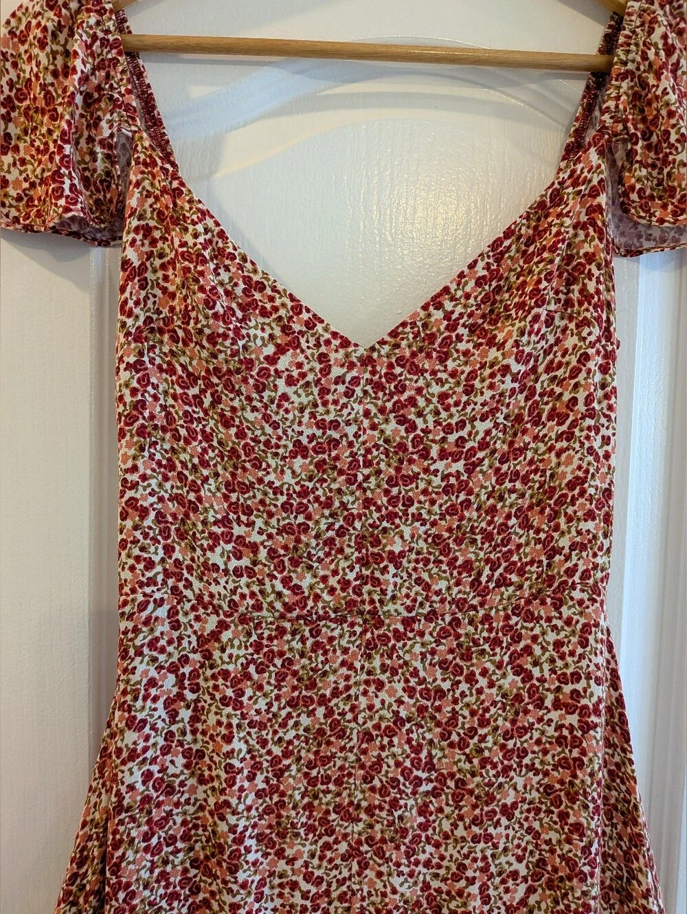 Reformation Petites Baxley Floral Midi Dress La Vie En Rose Red Pink Size 2 - Picture 4 of 16
